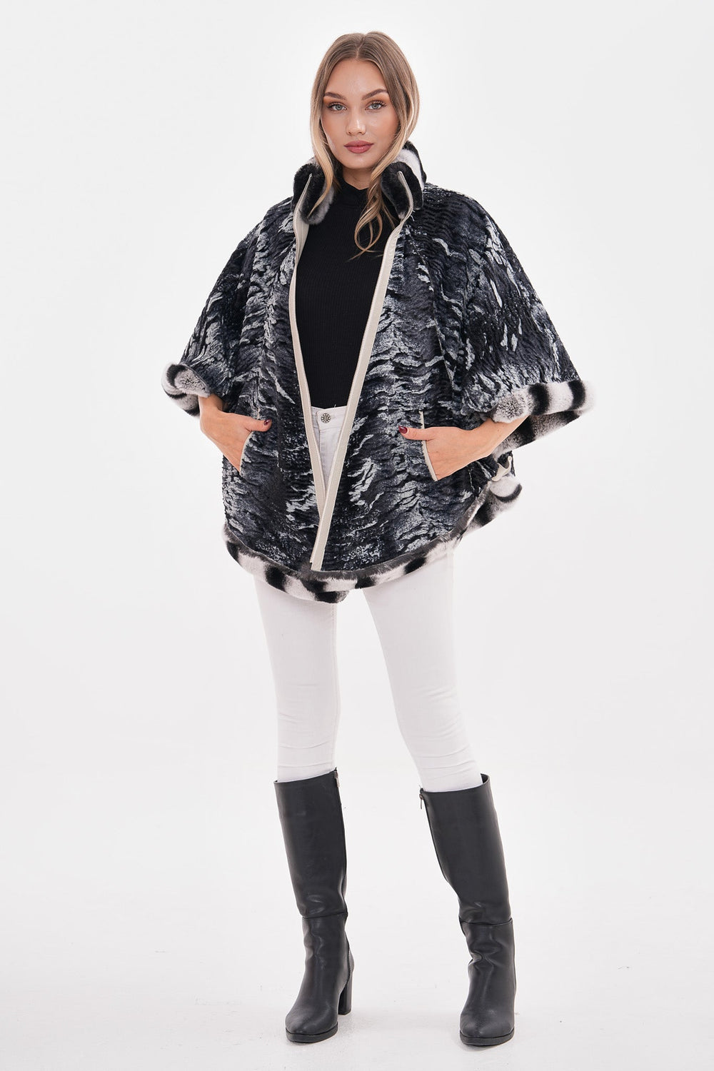 The Glacier Light Beige Reversible Leather Jacket - Vinci Leather
