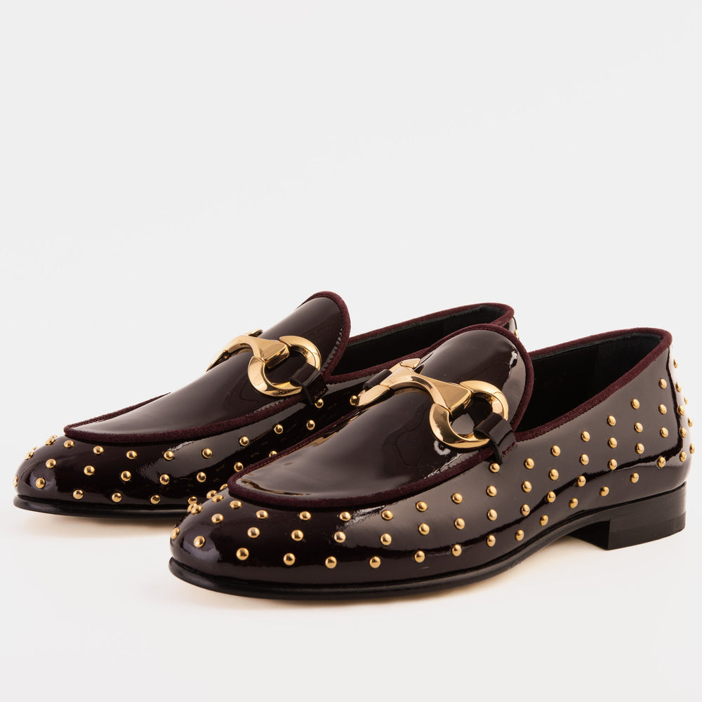 The Jupiter  Shoe Burgundy Spike Leather  Bit Dress Loafer Limited Edition Shoe - Vinci Leather