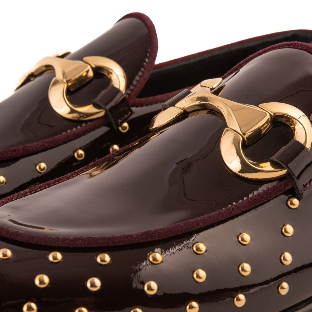 The Jupiter  Shoe Burgundy Spike Leather  Bit Dress Loafer Limited Edition Shoe - Vinci Leather