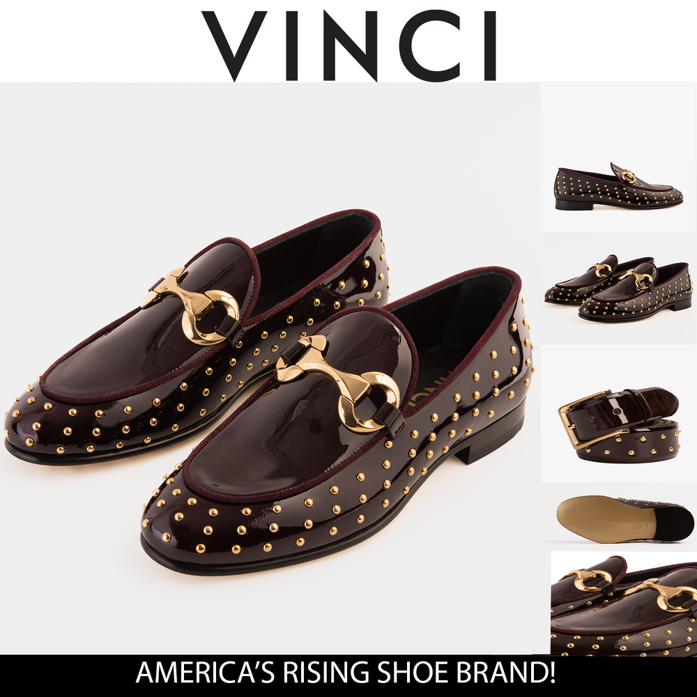 The Jupiter  Shoe Burgundy Spike Leather  Bit Dress Loafer Limited Edition Shoe - Vinci Leather