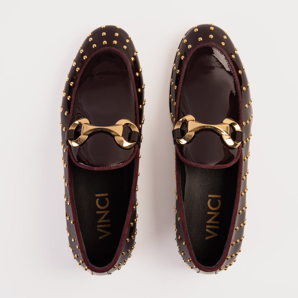 The Jupiter  Shoe Burgundy Spike Leather  Bit Dress Loafer Limited Edition Shoe - Vinci Leather
