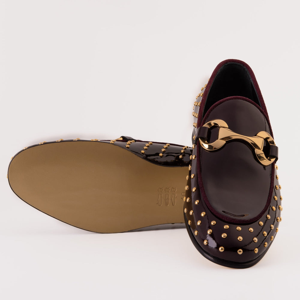 The Jupiter  Shoe Burgundy Spike Leather  Bit Dress Loafer Limited Edition Shoe - Vinci Leather