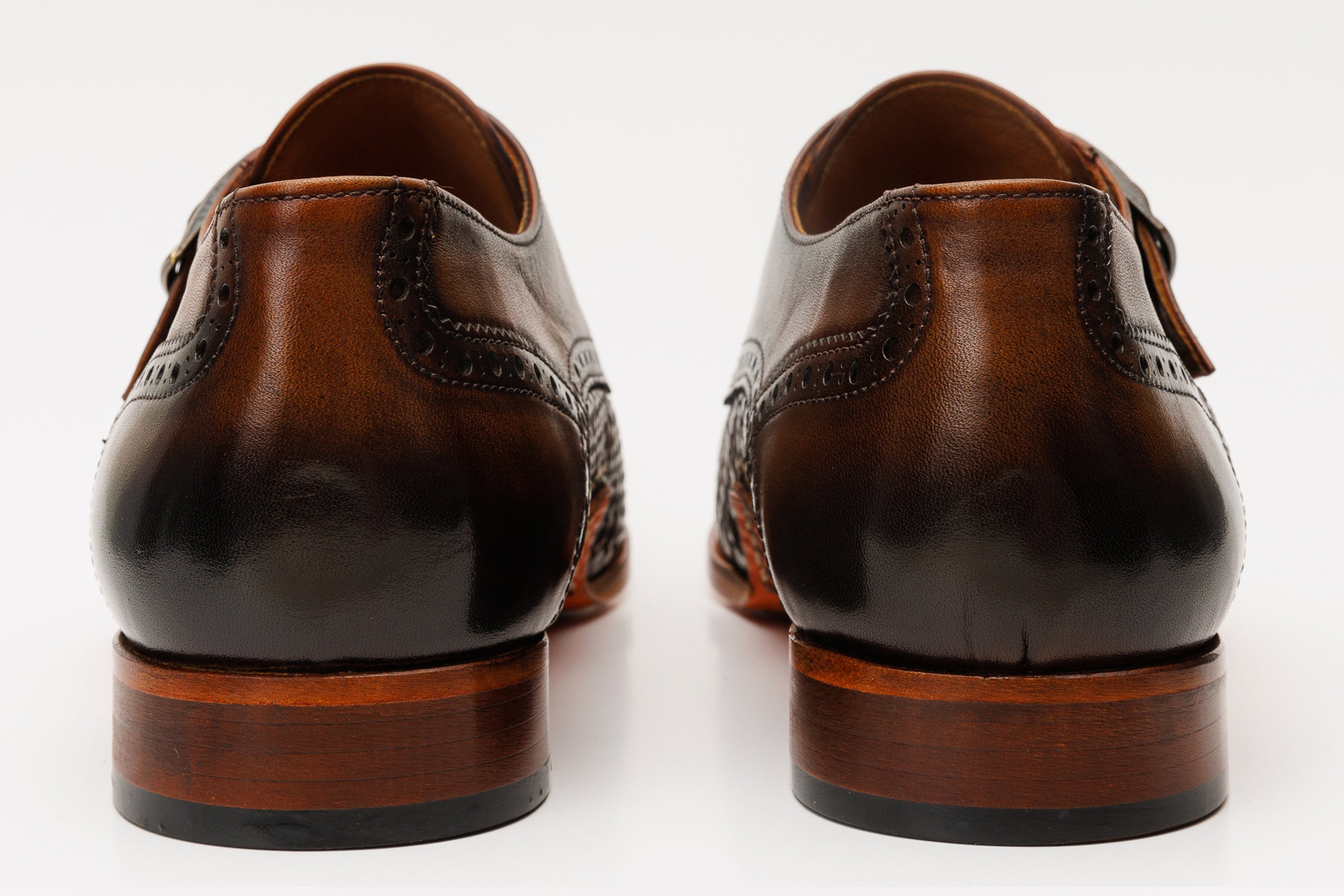 The Rolls  Woven Tan Leather Single Monk Strap  Handmade Shoe - Vinci Leather
