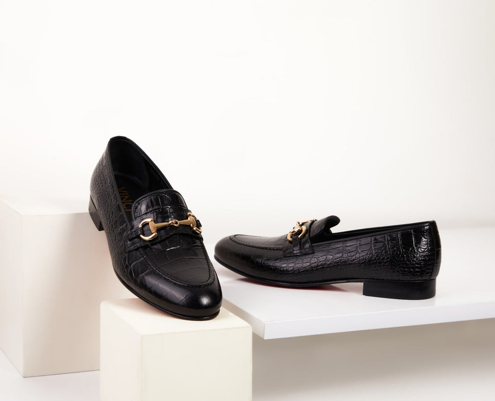 The Monaco Black Leather Shoe Bit Loafer - Vinci Leather