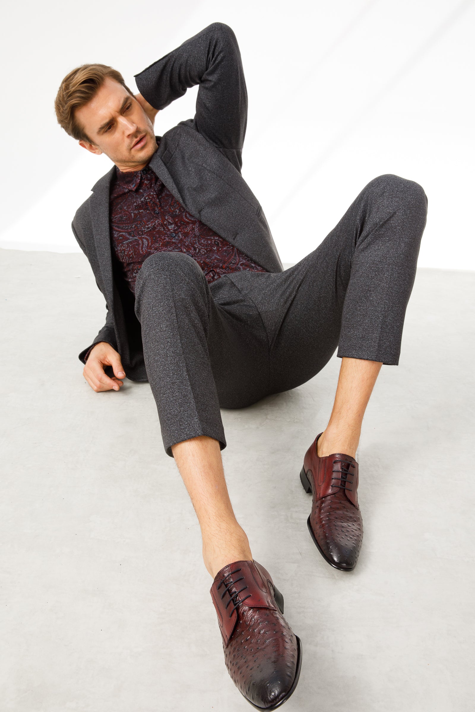 The Porto Alegre Burgundy Leather Derby Shoe - Vinci Leather