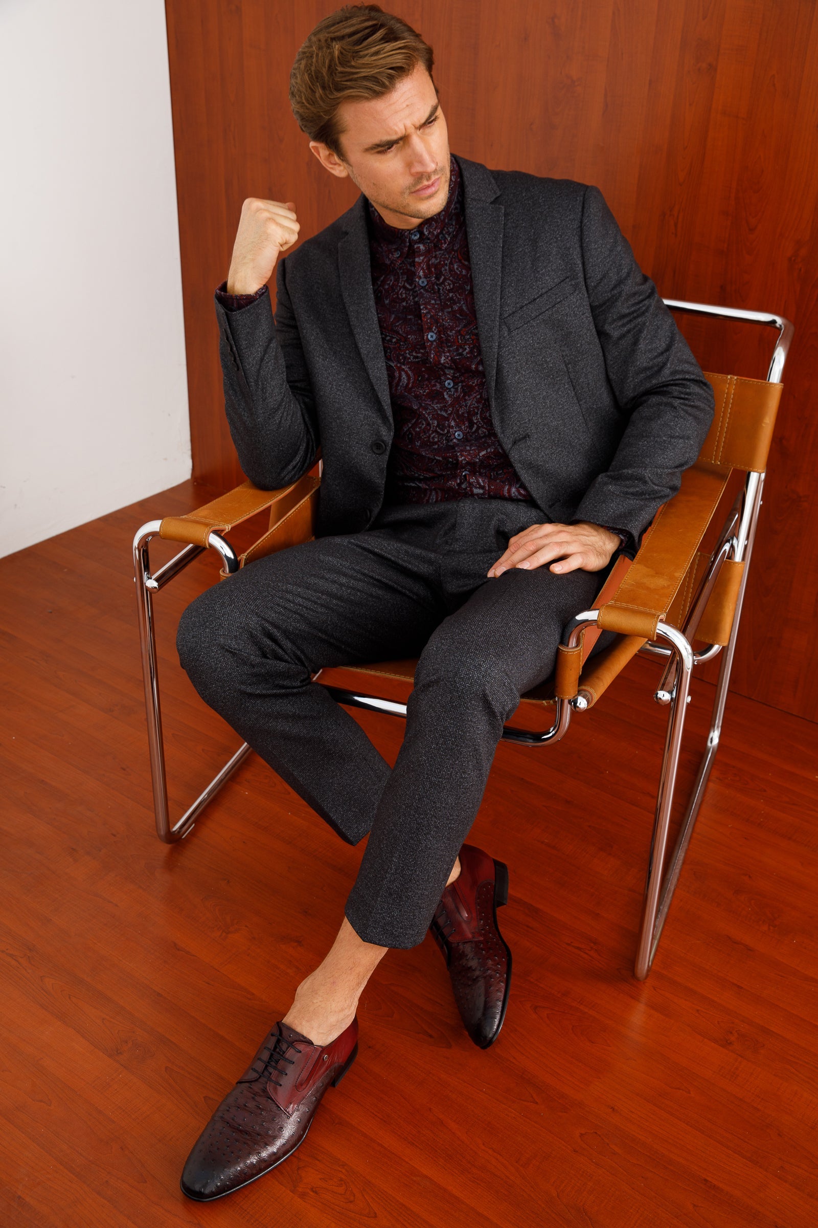 The Porto Alegre Burgundy Leather Derby Shoe - Vinci Leather