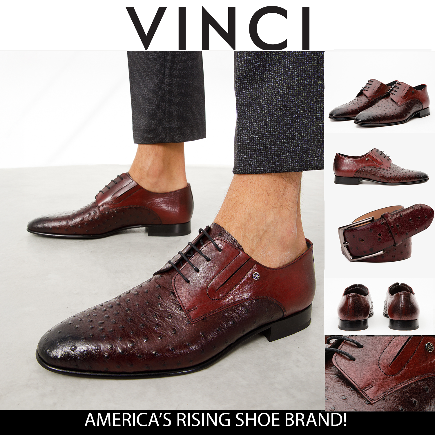 The Porto Alegre Burgundy Leather Derby Shoe - Vinci Leather