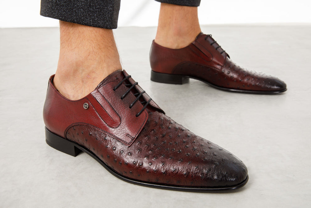 The Porto Alegre Burgundy Leather Derby Shoe - Vinci Leather