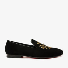 The Lazio Shoe Black Suede Slip-on Loafer Shoe - Vinci Leather
