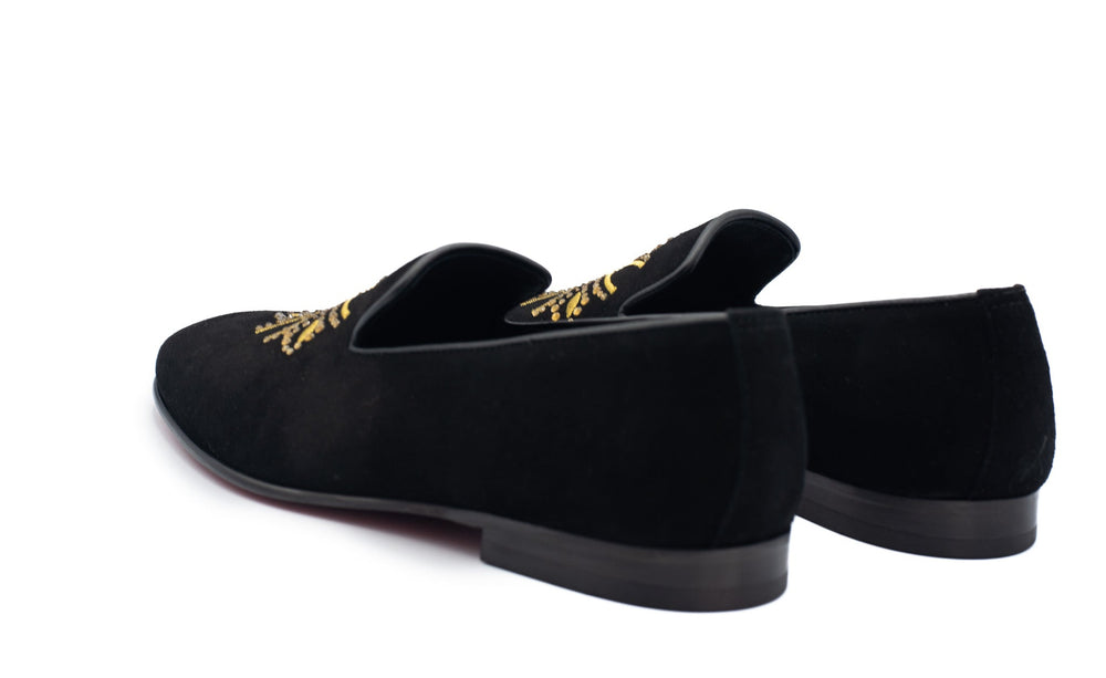 The Lazio Shoe Black Suede Slip-on Loafer Shoe - Vinci Leather