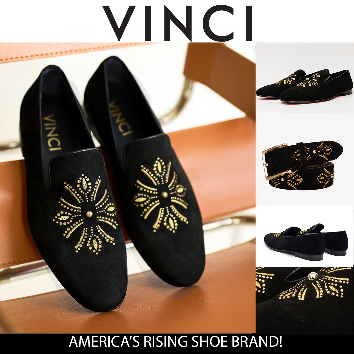 The Lazio Shoe Black Suede Slip-on Loafer Shoe - Vinci Leather