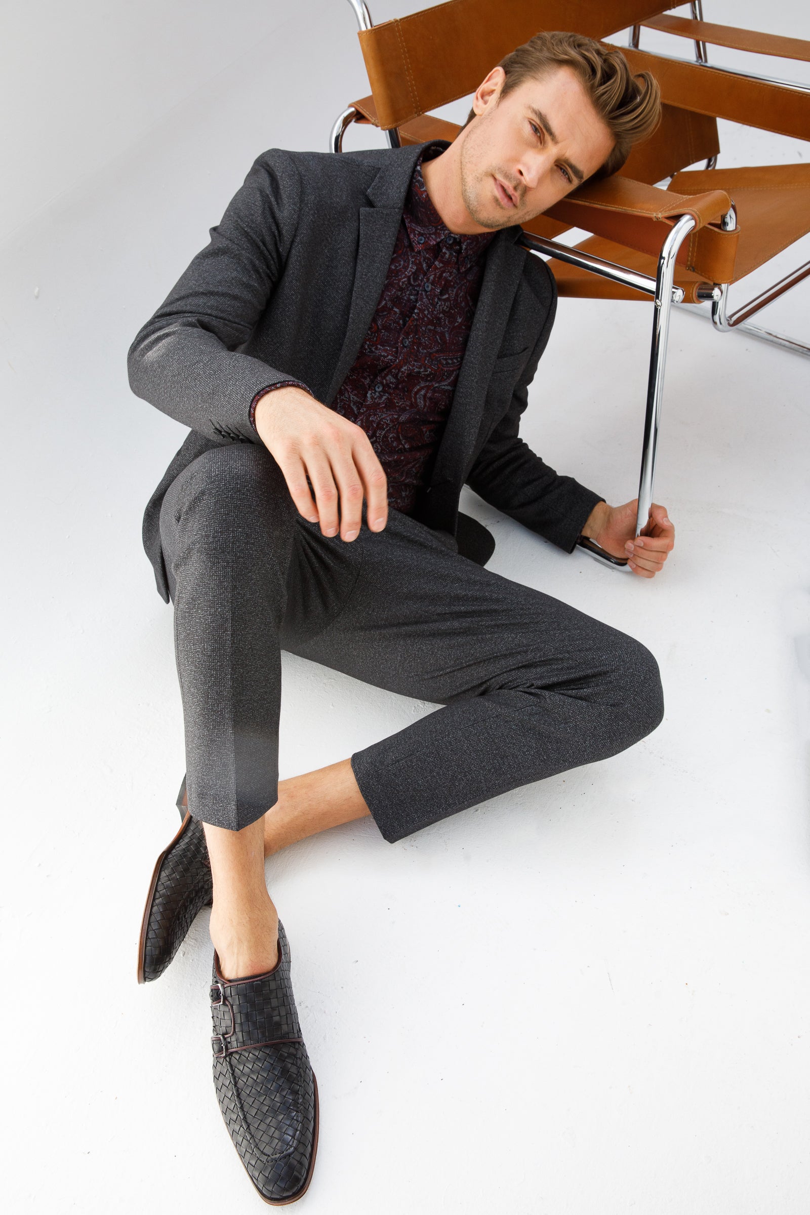 The Turan Black Woven Double Monk Strap Dress Shoe - Vinci Leather