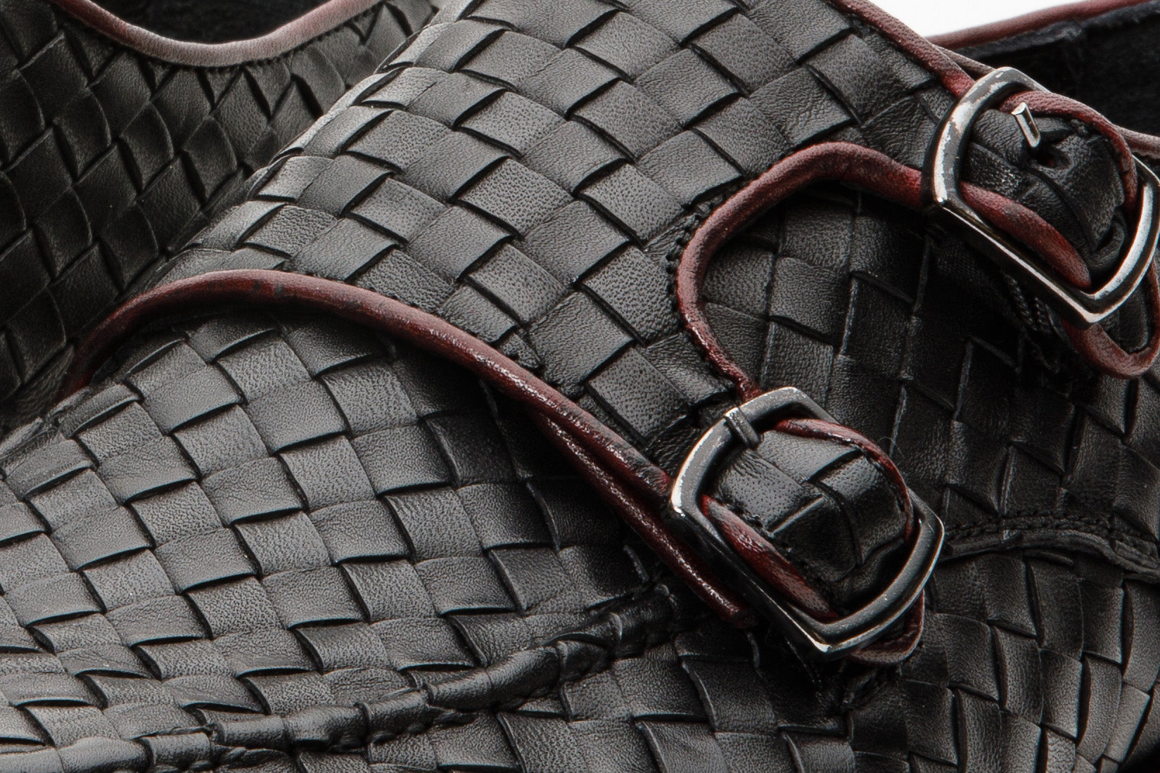 The Turan Black Woven Double Monk Strap Dress Shoe - Vinci Leather