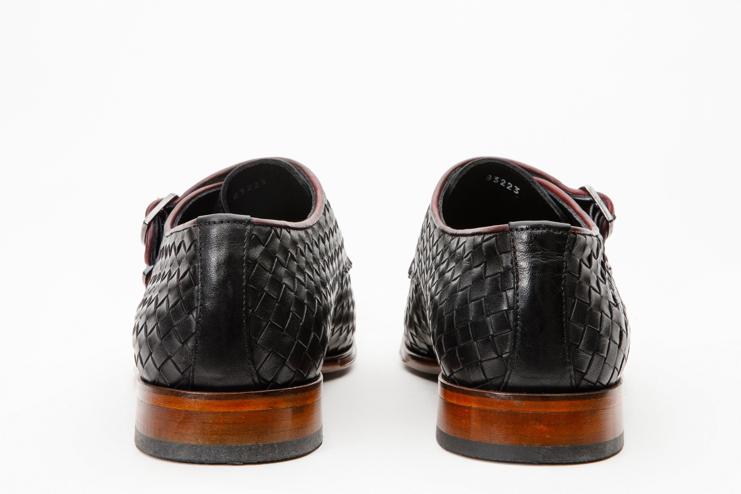 The Turan Black Woven Double Monk Strap Dress Shoe - Vinci Leather