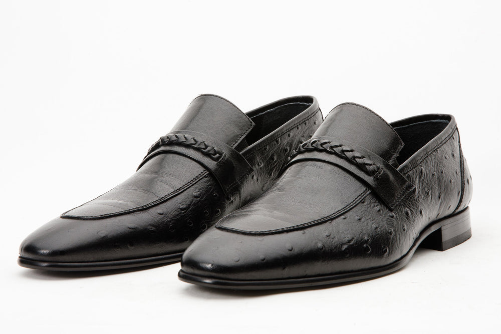 The Johannesburg Black Leather Dress Loafer  Shoe - Vinci Leather