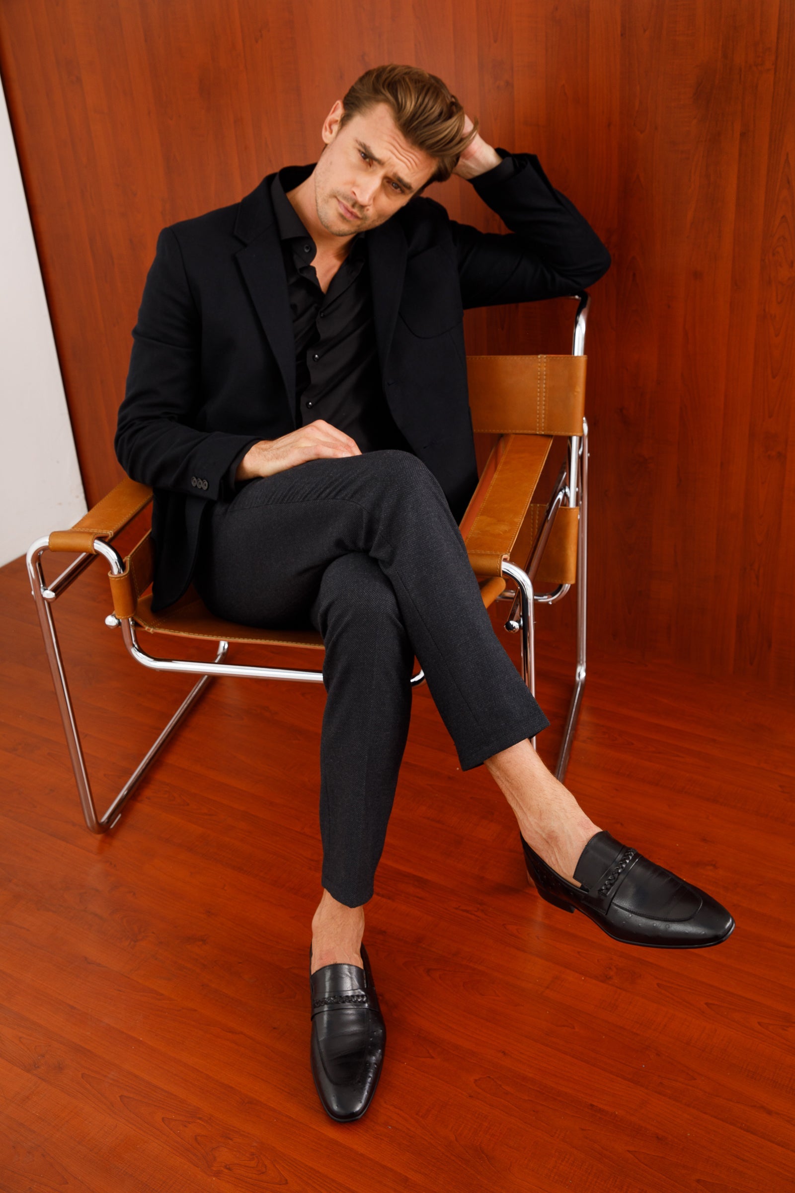 The Johannesburg Black Leather Dress Loafer  Shoe - Vinci Leather