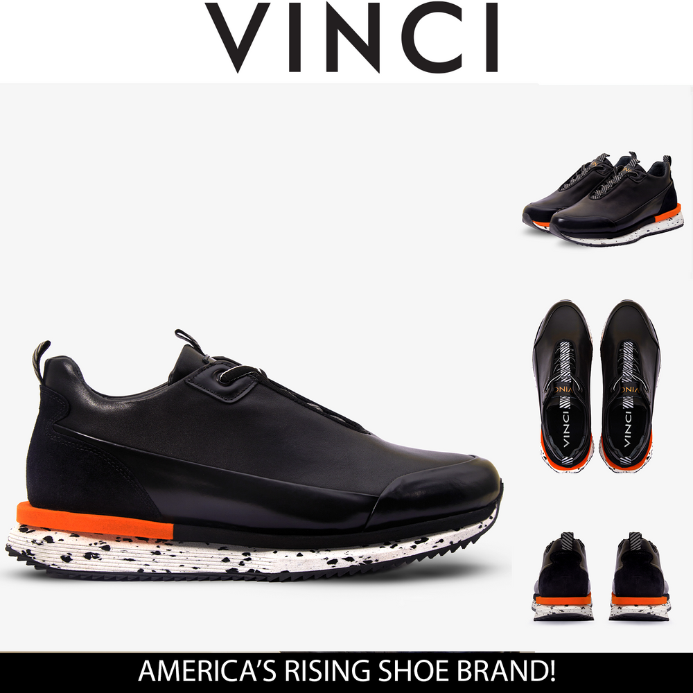 The Milford  Black  Leather Sneaker - Vinci Leather