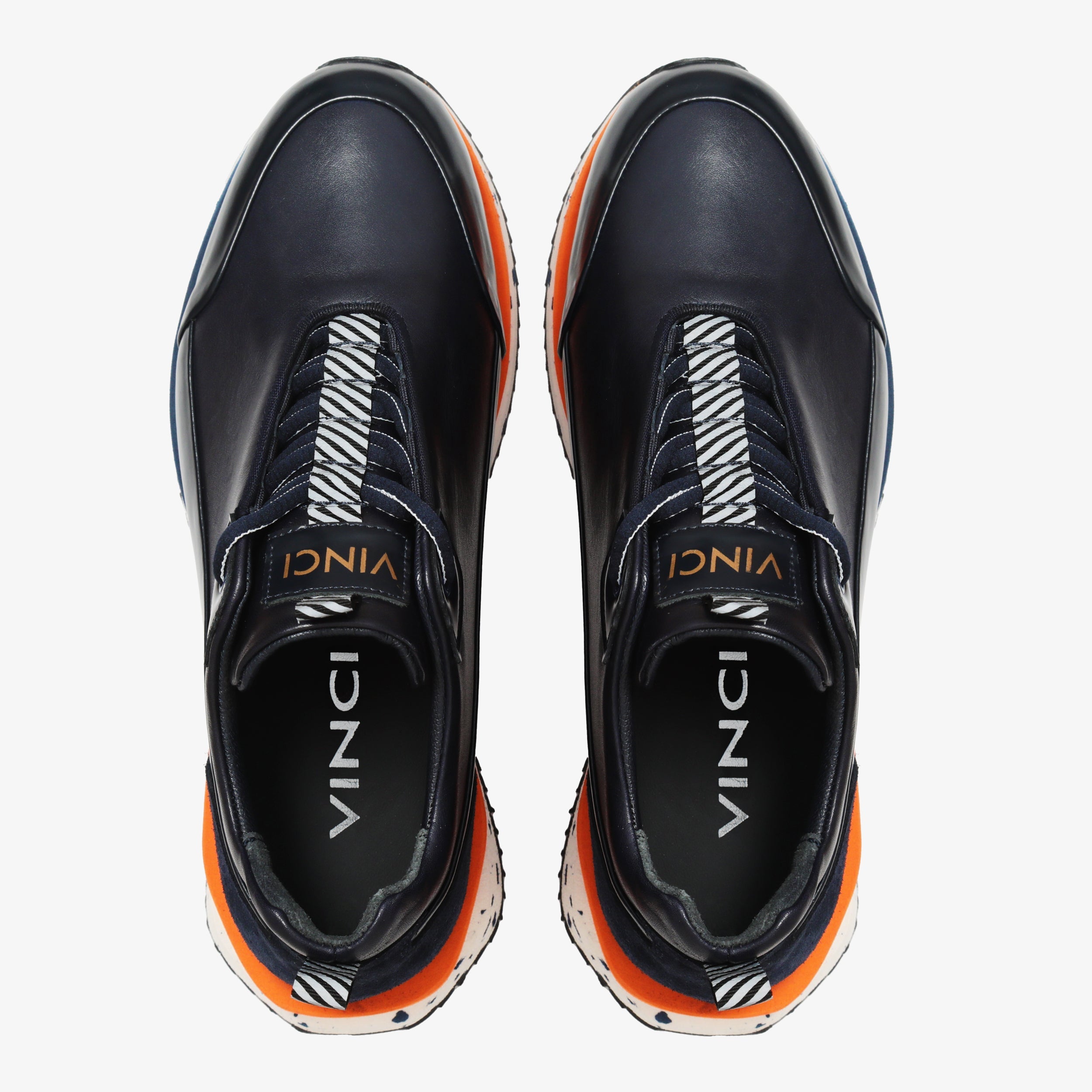 The Milford Navy Blue  Leather Sneaker - Vinci Leather