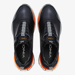 The Milford Navy Blue  Leather Sneaker - Vinci Leather