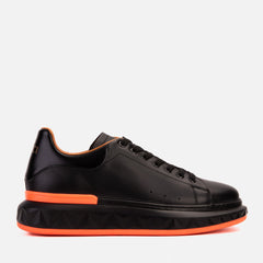 The Linq  Black Orange Leather Sneaker - Vinci Leather