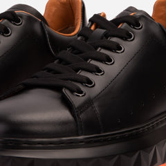 The Linq  Black Orange Leather Sneaker - Vinci Leather