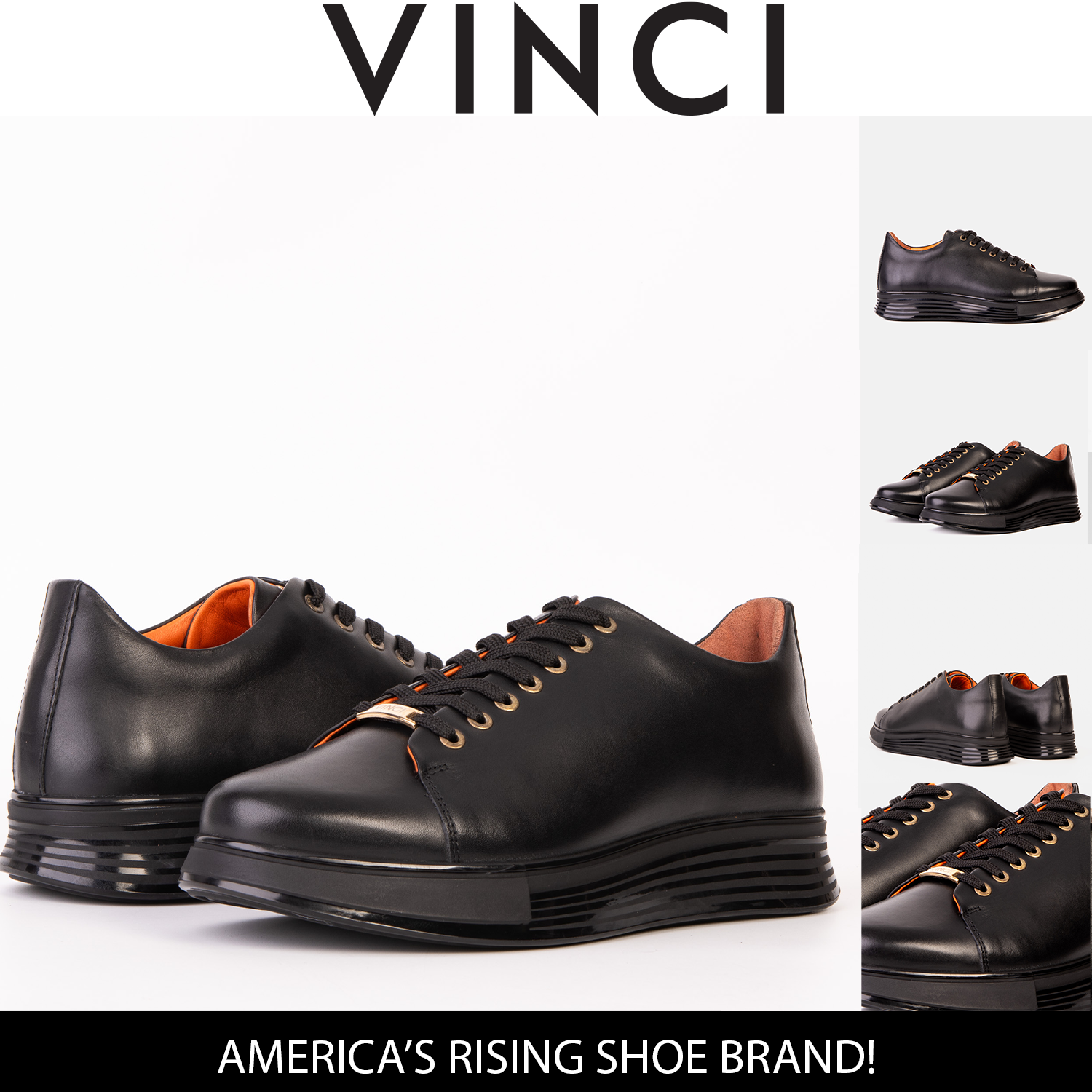 The Peklin Black Leather Sneaker - Vinci Leather