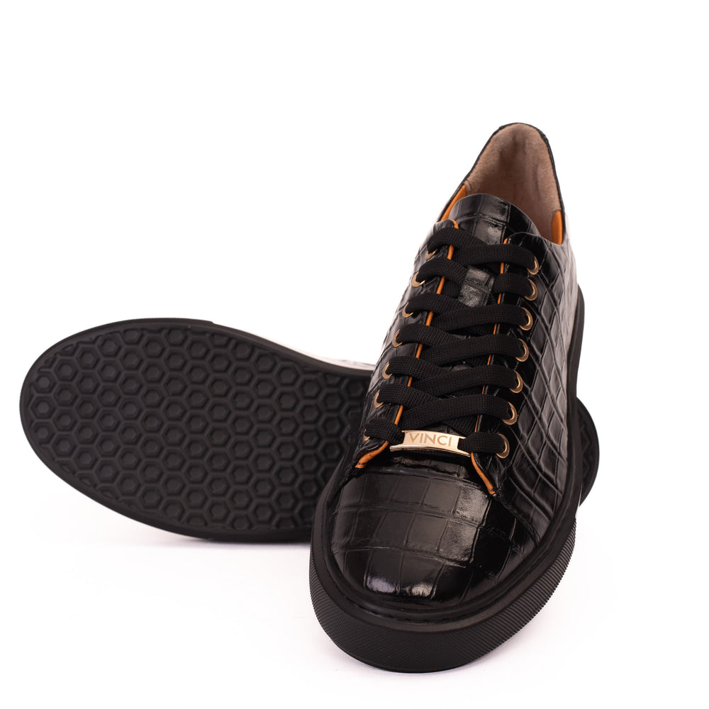 The Dublin Black Leather Sneaker - Vinci Leather