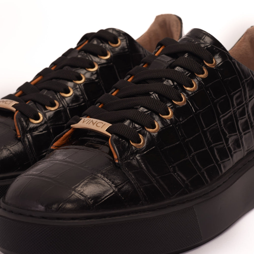 The Dublin Black Leather Sneaker - Vinci Leather