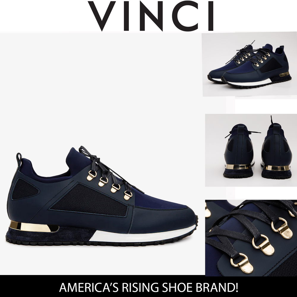 The Emir Navy Leather Sneaker - Vinci Leather