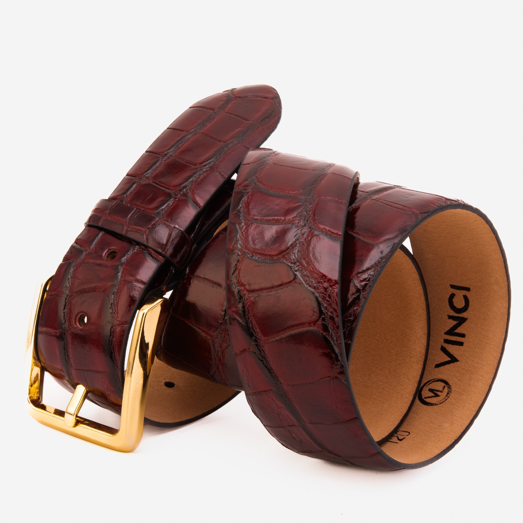 The Strat Burgundy Leather Belt - Vinci Leather