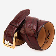 The Strat Burgundy Leather Belt - Vinci Leather