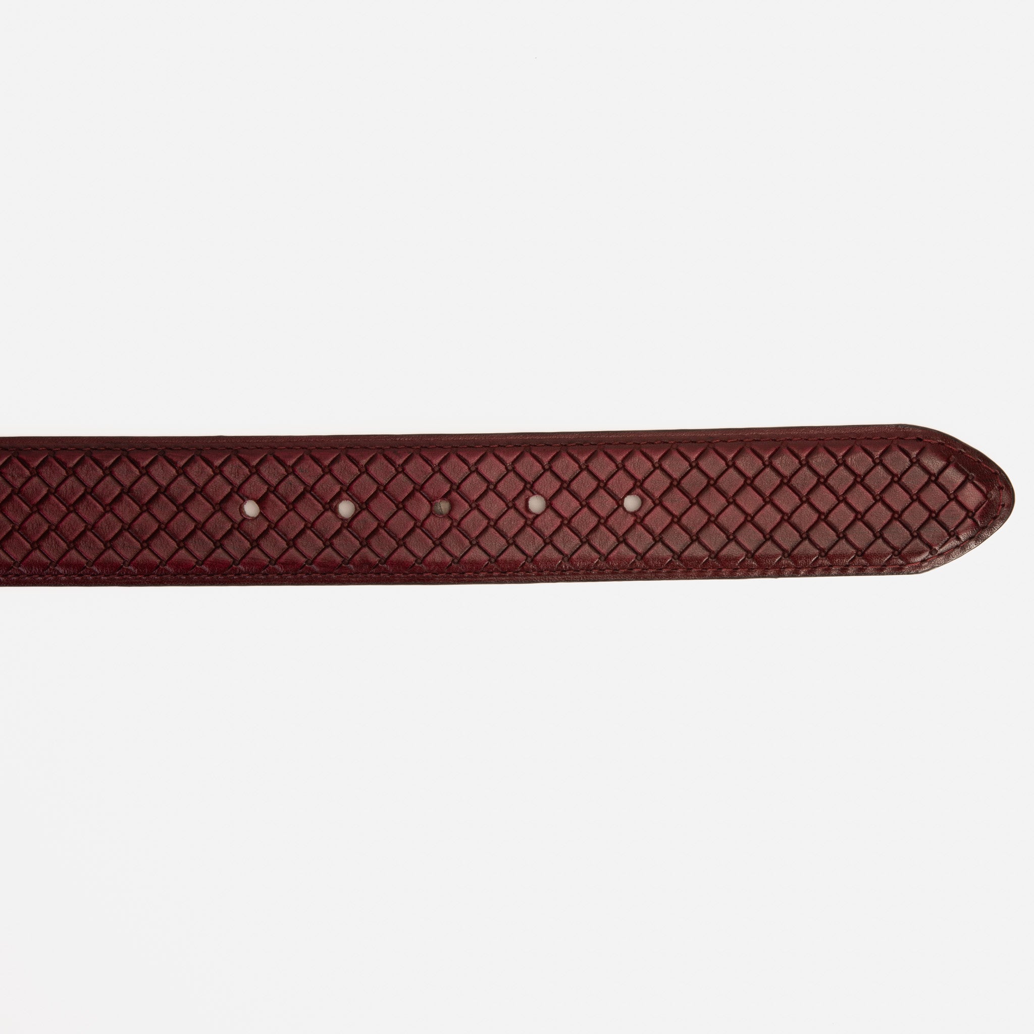 The Layla Burgundy Woven Pattern Leather Belt - Vinci Leather
