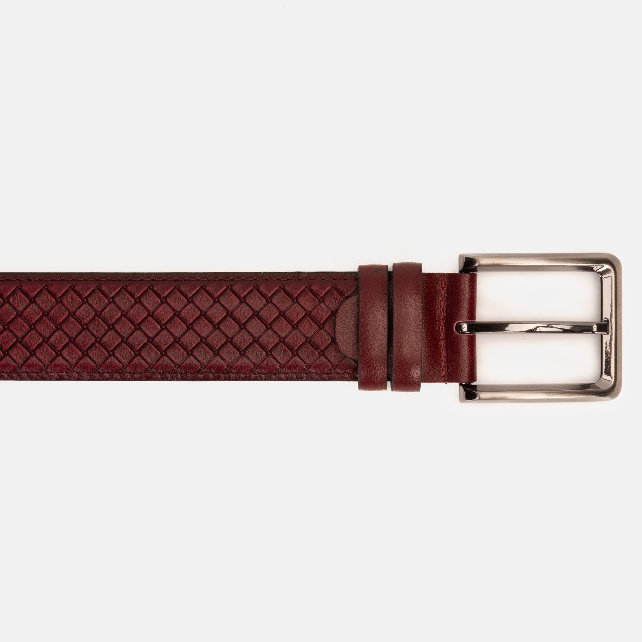 The Layla Burgundy Woven Pattern Leather Belt - Vinci Leather