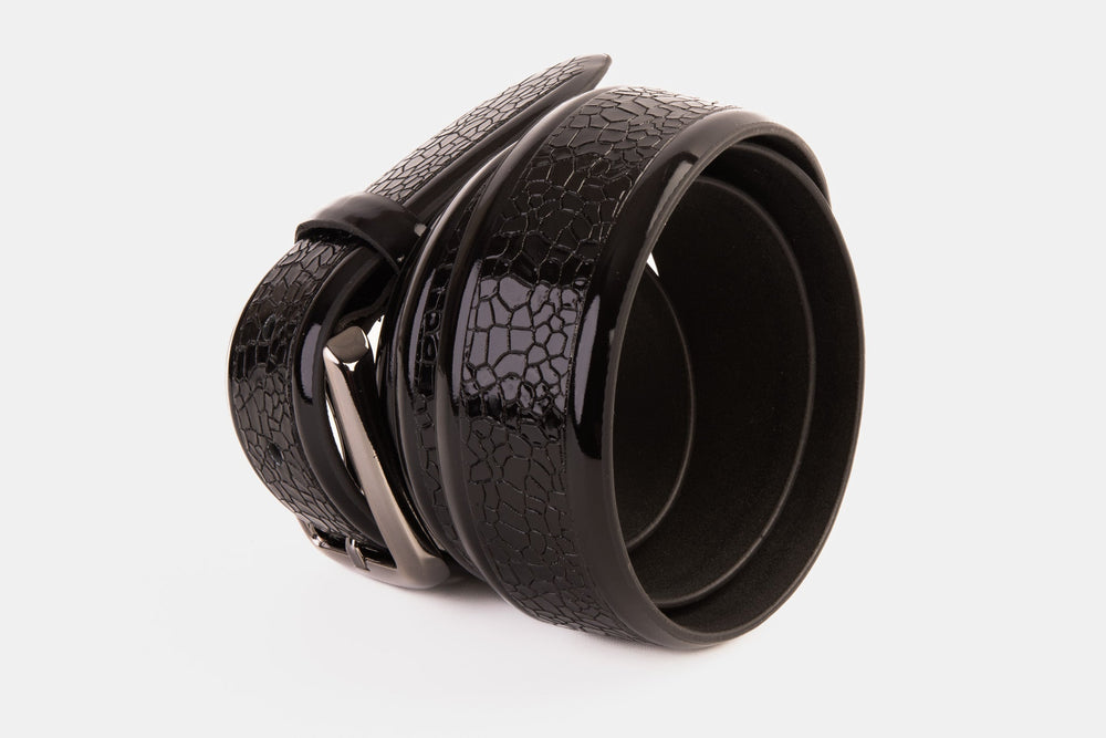 The Modica Black Patent Leather Belt - Vinci Leather