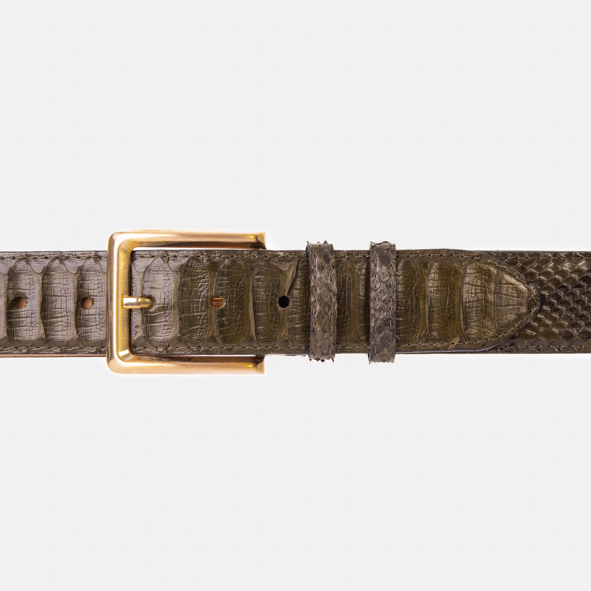 The Bethesda Green Pythn Snk Leather Belt - Vinci Leather