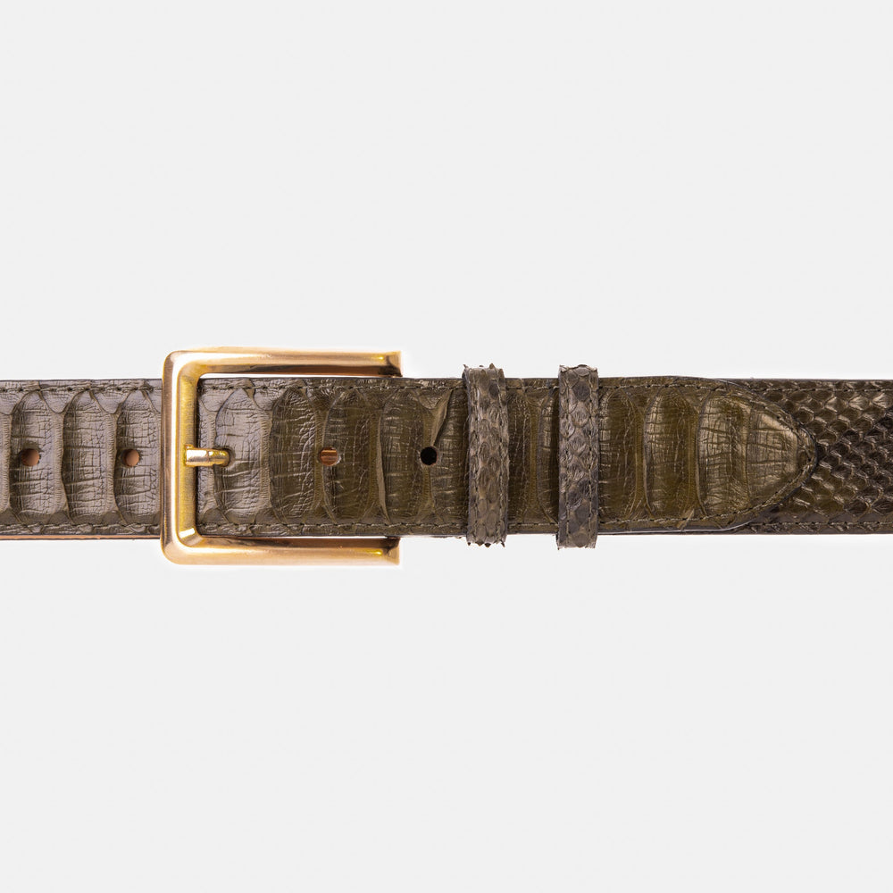 The Bethesda Green Pythn Snk Leather Belt - Vinci Leather
