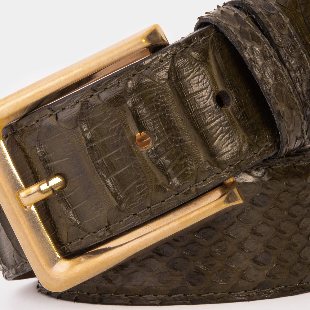 The Bethesda Green Pythn Snk Leather Belt - Vinci Leather