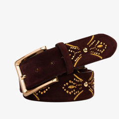The Lazio Burgundy  Suede Leather Belt - Vinci Leather