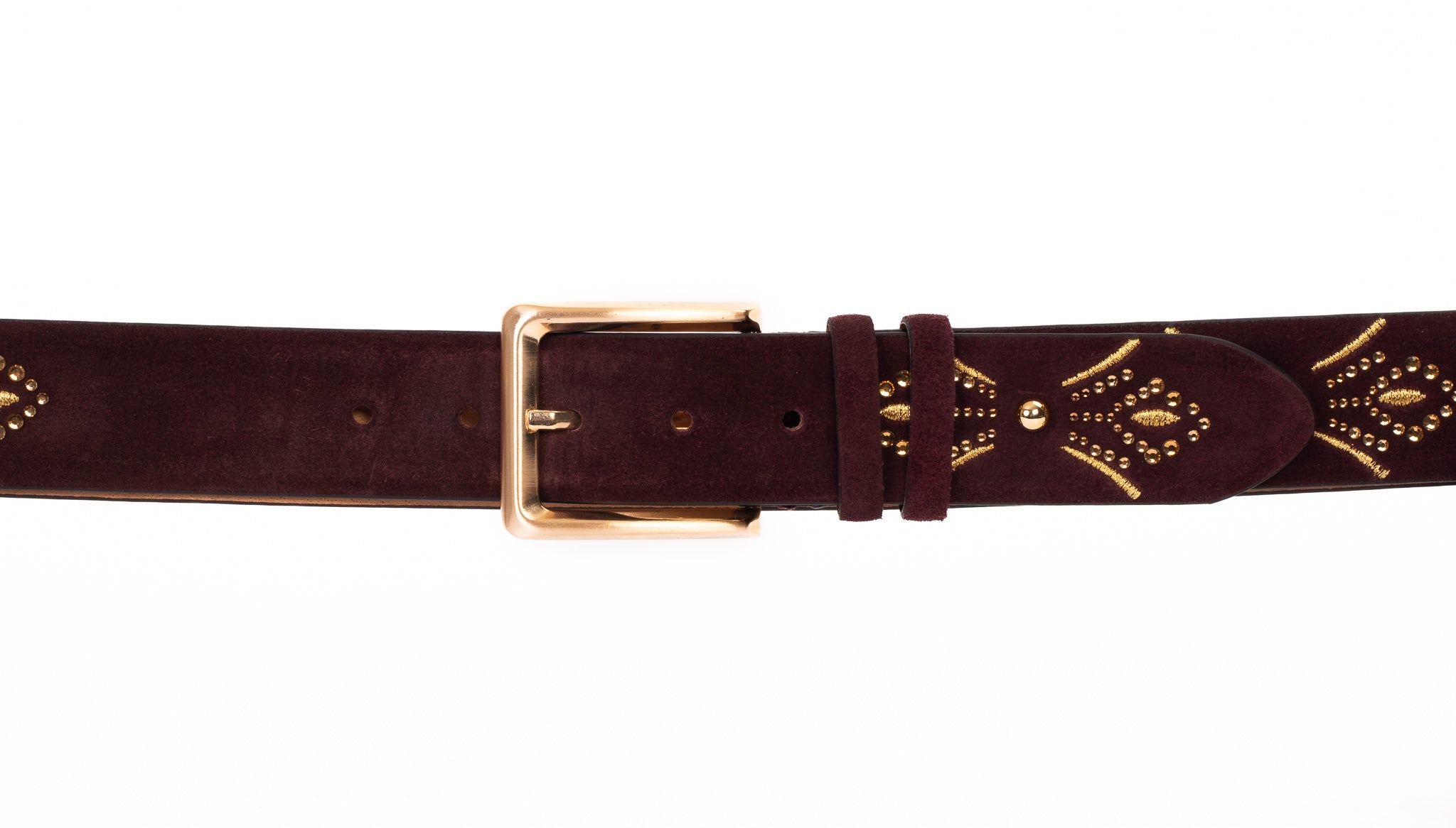 The Lazio Burgundy  Suede Leather Belt - Vinci Leather