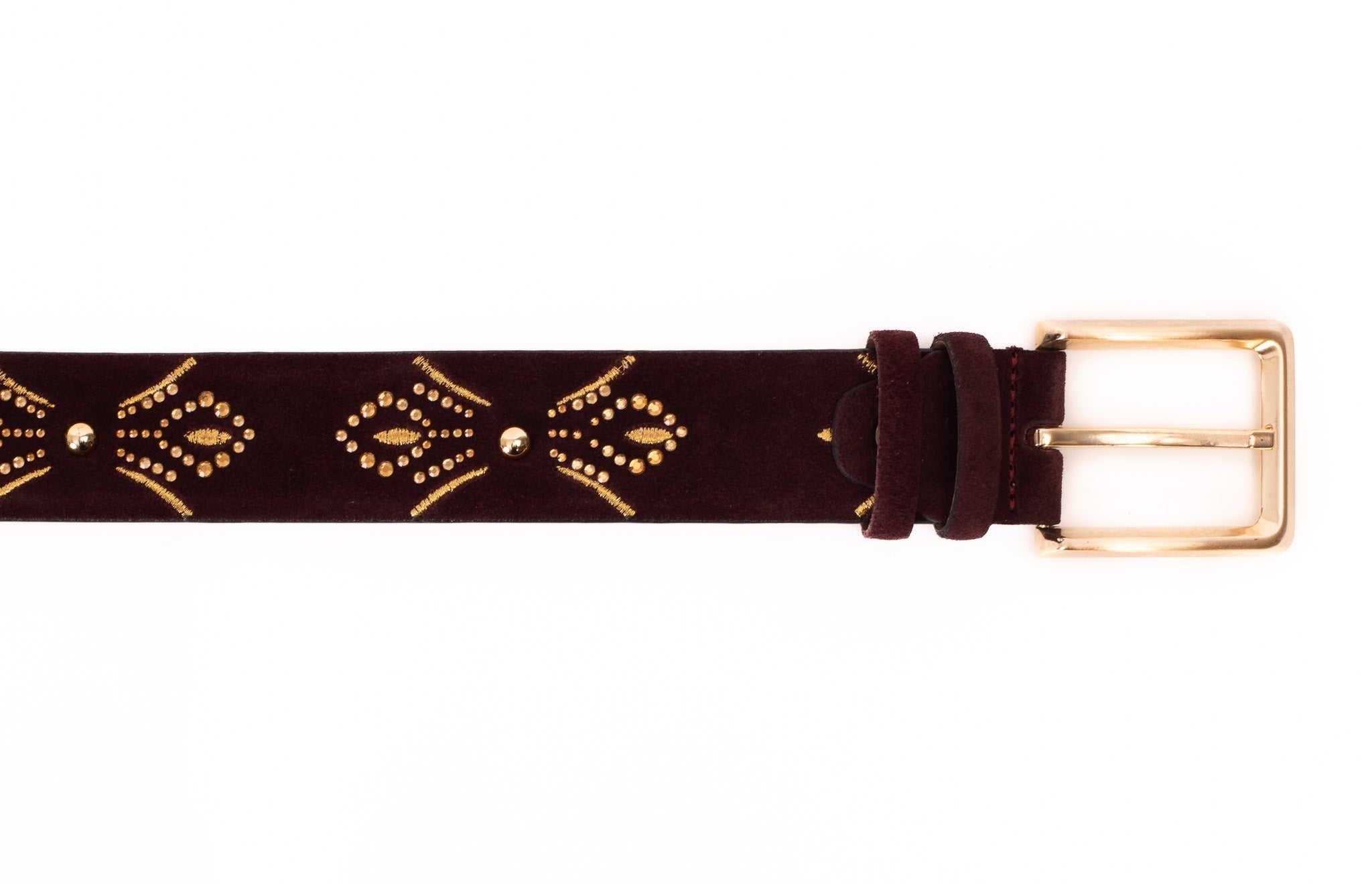 The Lazio Burgundy  Suede Leather Belt - Vinci Leather