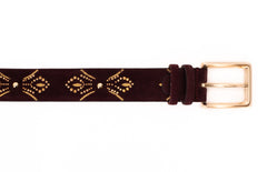 The Lazio Burgundy  Suede Leather Belt - Vinci Leather
