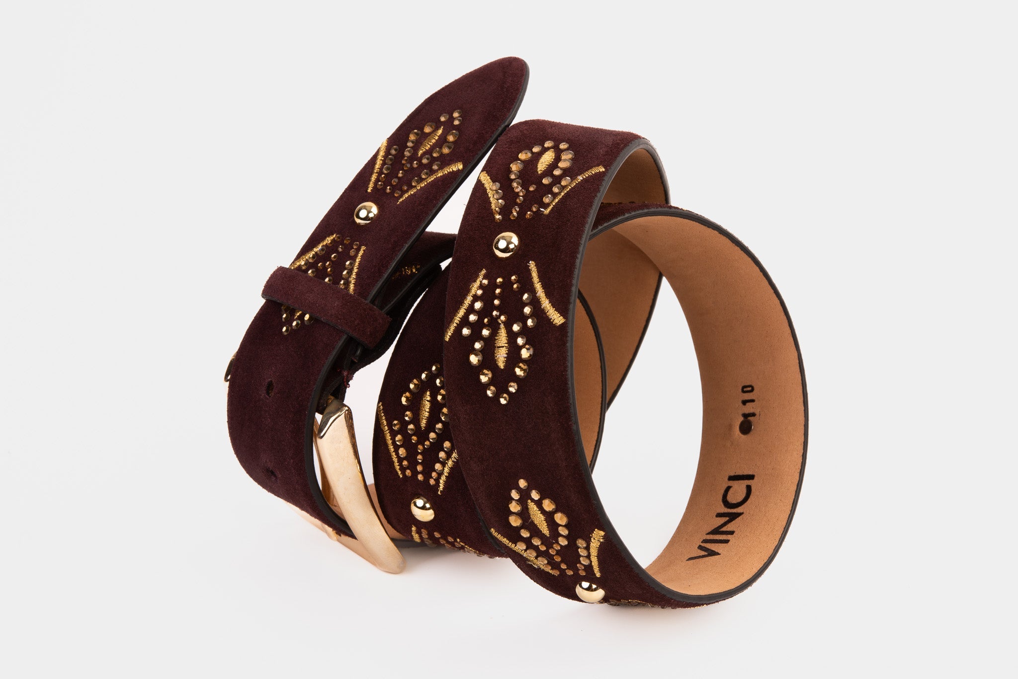 The Lazio Burgundy  Suede Leather Belt - Vinci Leather