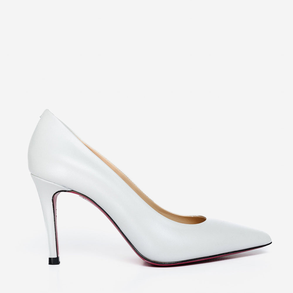 The Ege White Leather Pump Fuchsia Sole Shoe - Vinci Leather