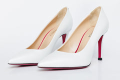 The Ege White Leather Pump Fuchsia Sole Shoe - Vinci Leather