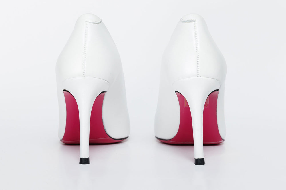 The Ege White Leather Pump Fuchsia Sole Shoe - Vinci Leather
