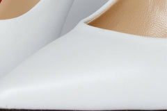 The Ege White Leather Pump Fuchsia Sole Shoe - Vinci Leather
