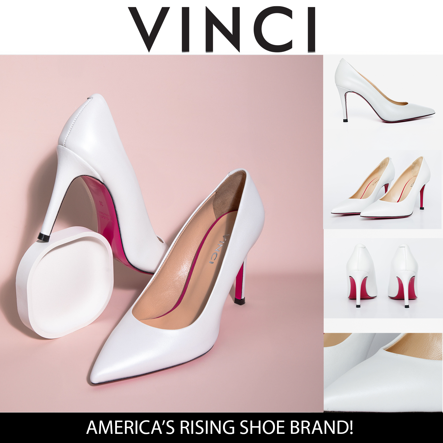 The Ege White Leather Pump Fuchsia Sole Shoe - Vinci Leather