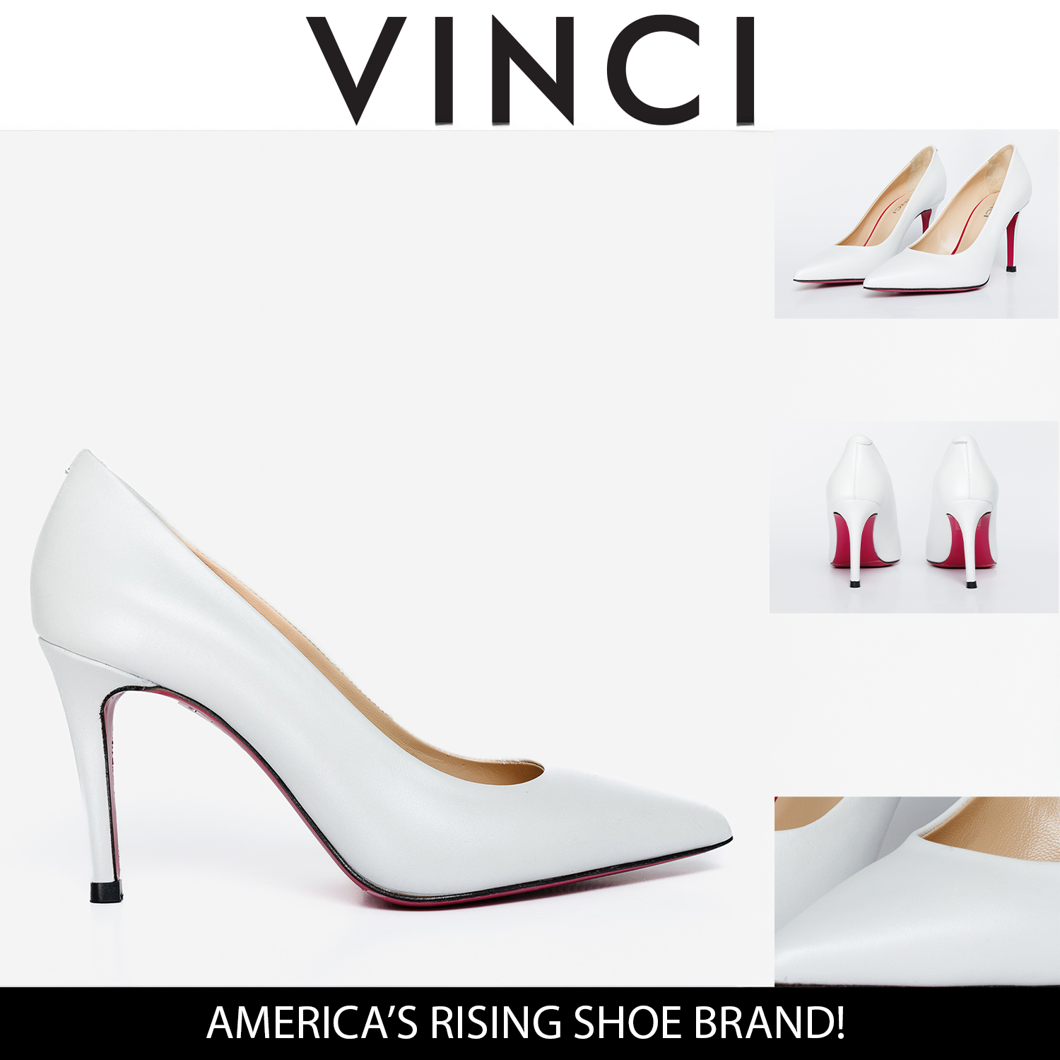 The Ege White Leather Pump Fuchsia Sole Shoe - Vinci Leather