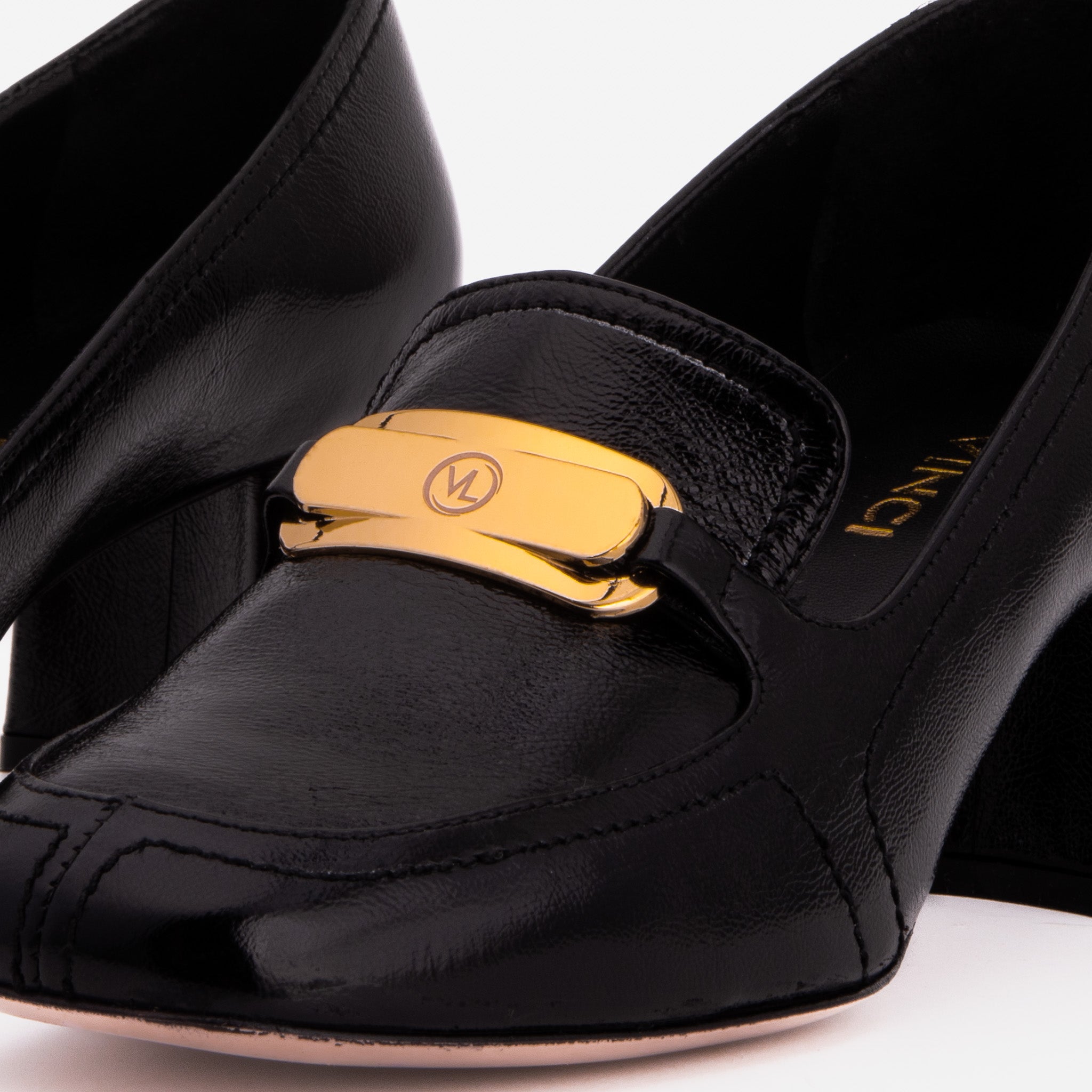 The Victoria Black Leather Block Heel Pump Shoe - Vinci Leather