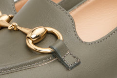 The Delhi Green Leather Block Heel Pump Shoe - Vinci Leather